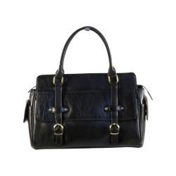 Sac à main en cuir vachette noir.-1