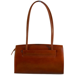 sac à main en cuir vachette fauve pouvant se porter sur l'épaule.