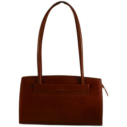 sac à main en cuir vachette fauve pouvant se porter sur l'épaule.