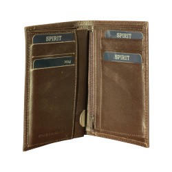 Portefeuille cuir vachette marron de marque SPIRIT-f3802-marron-2