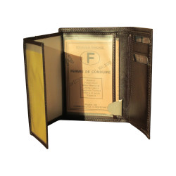 Portefeuille cuir vachette marron de marque SPIRIT