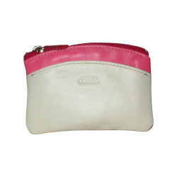 Porte monnaie - porte clés FANCIL bi-colore rose-blanc