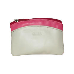 Porte monnaie - porte clés FANCIL bi-colore rose-blanc-fa-908-1