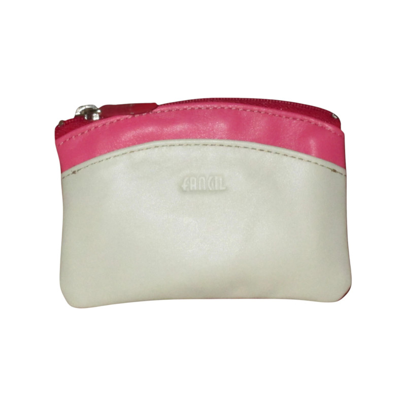 Porte monnaie - porte clés FANCIL bi-colore rose-blanc