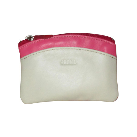Porte monnaie - porte clés FANCIL bi-colore rose-blanc