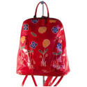 sac à dos en cuir de chèvre rouge