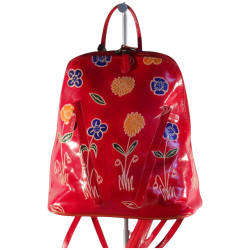sac à dos en cuir de chèvre rouge-1