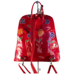 sac à dos en cuir de chèvre rouge-3