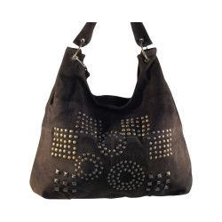 sac bandoulière en croûte de cuir marron