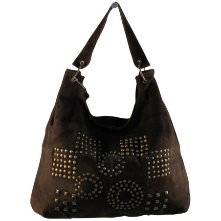 sac bandoulière en croûte de cuir marron
