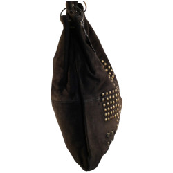 sac bandoulière en croûte de cuir marron