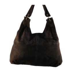 sac bandoulière en croûte de cuir marron