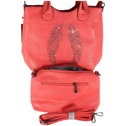 FLORA & CO - sac à main, sac bandoulière ou sac porté sur l'épaule corail-2