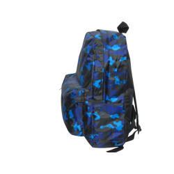 8012a-Sac à dos urbain (de ville) ou scolaire en toile synthétique bi-color bleu noir 42cmx30cmx12cm-cote