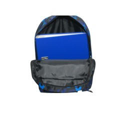8012a-Sac à dos urbain (de ville) ou scolaire en toile synthétique bi-color bleu noir 42cmx30cmx12cm-interieur