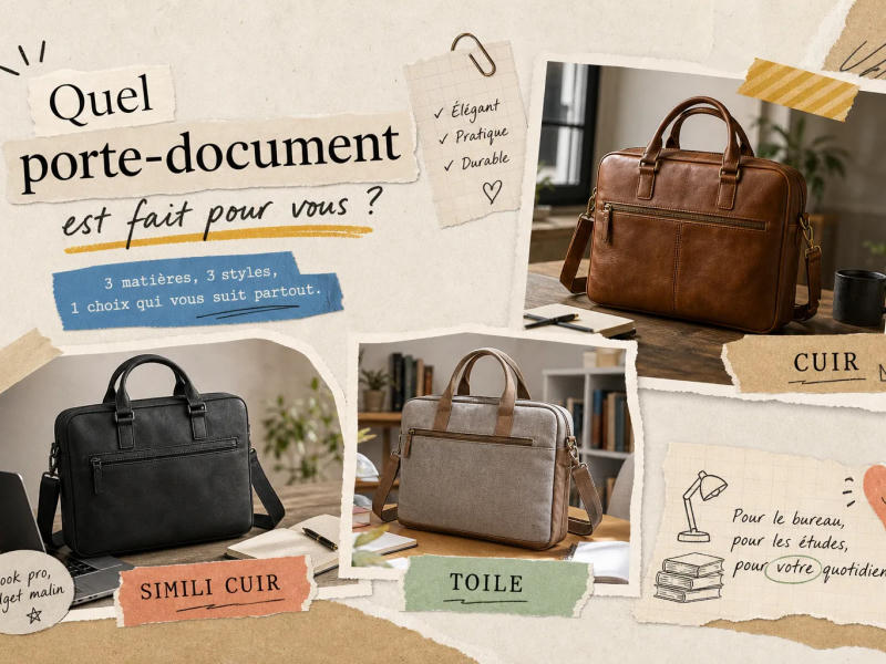 Comparatif des porte-documents en cuir, simili cuir ou toile.